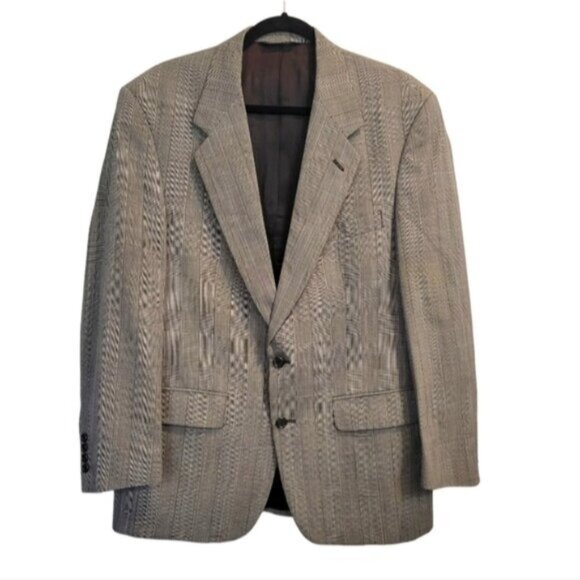 Vintage Burberrys100% Pure Wool Plaid Blazer Sports Jacket Gray